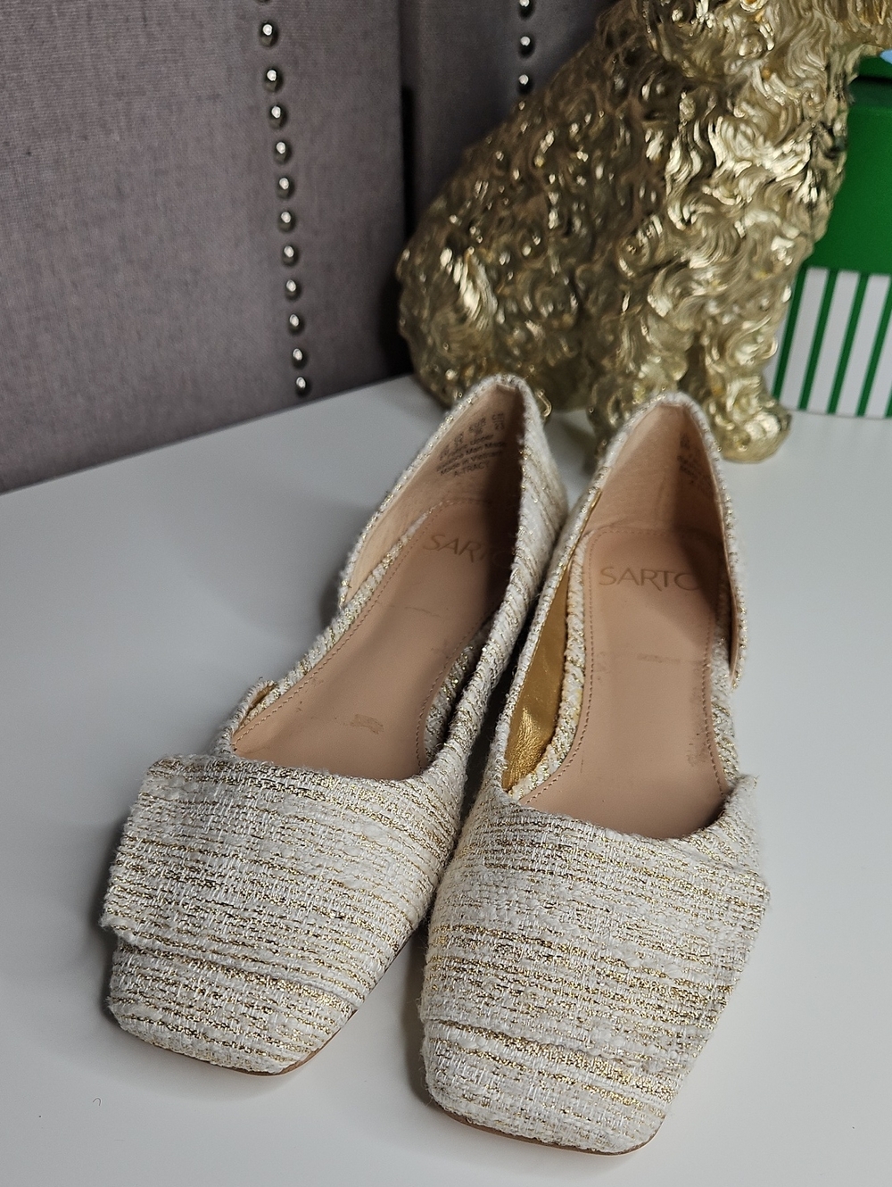 Sarto Tracy Gold And Ivory Flats